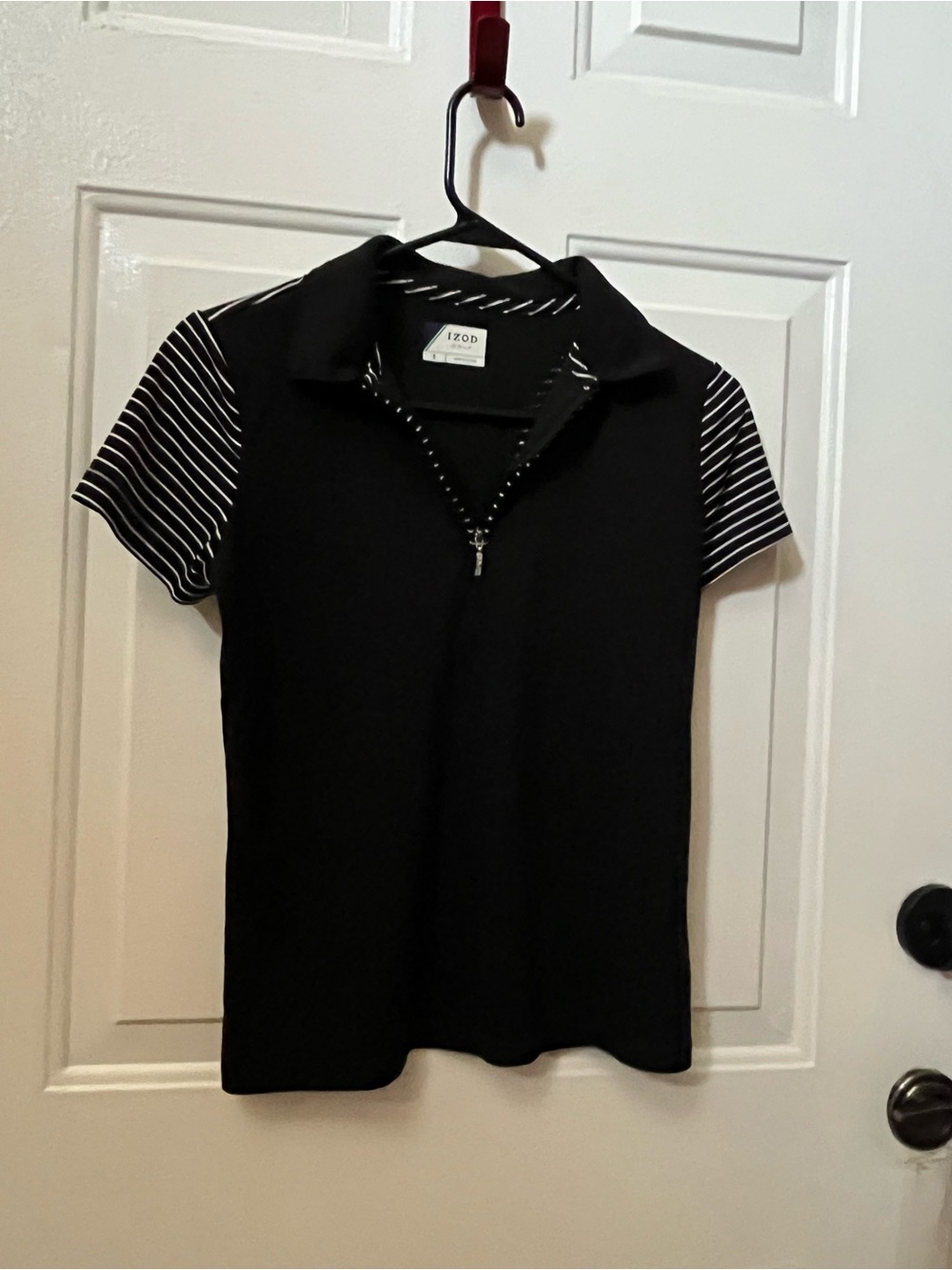 Izod Black Golf Polo with White Trim